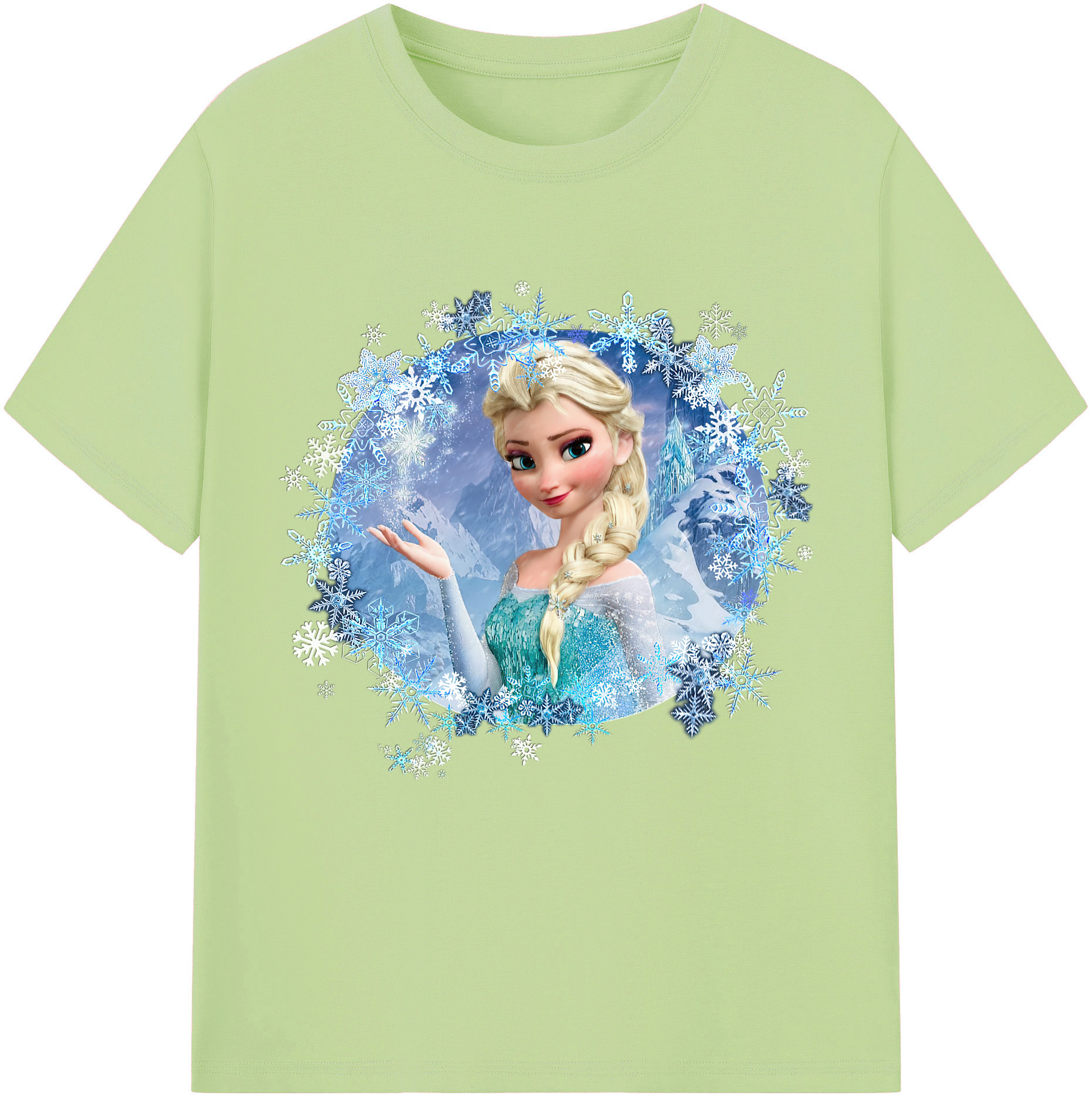 （画像用） アナと雪の女王 アンナ エルサ Frozen Anna Elsa 綿100％半袖Tシャツ（フロントプリント）